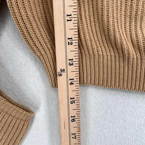 HOUSE OF CB LONDON Mila Sand Cropped Knit Sweater Womens XS Tan Cut out Crew - Picture 16 of 16